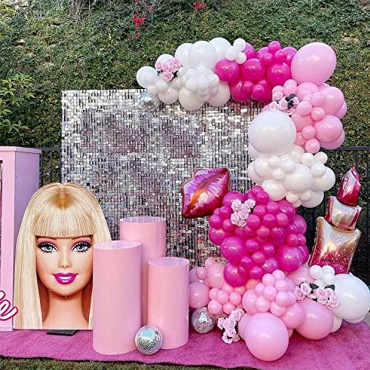 Conjunto de arco de cadena de globos con tema rosa de Barbie