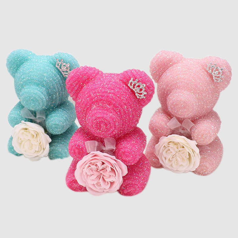 Oso de peluche rosa diamante