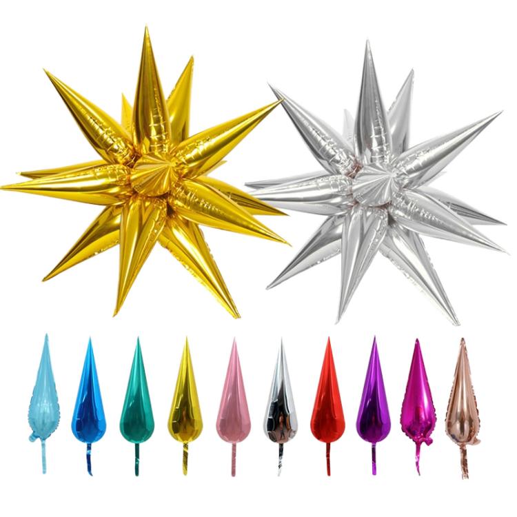 Globo metálico de estrella Mylar dorado con explosión 4D grande