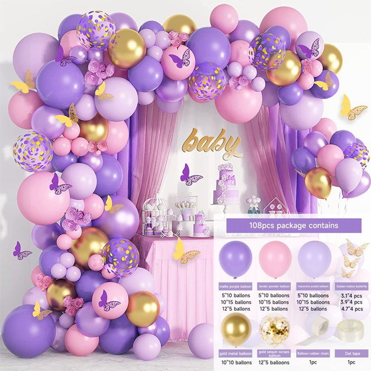 Kit de arco de globos de mariposa morada premium