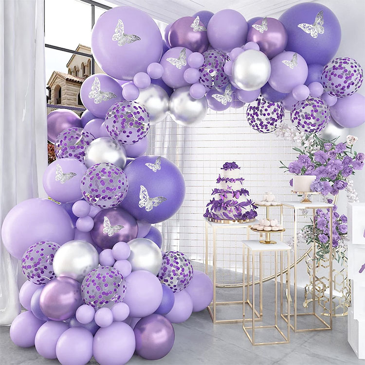 Kit de guirnalda de mariposas con globos morados