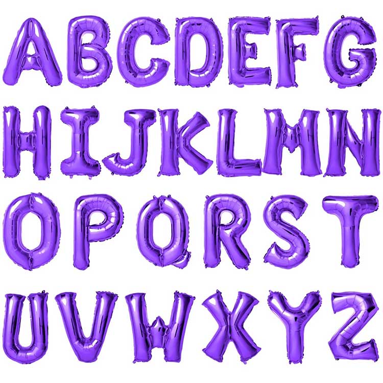Globos con letras de aluminio morado