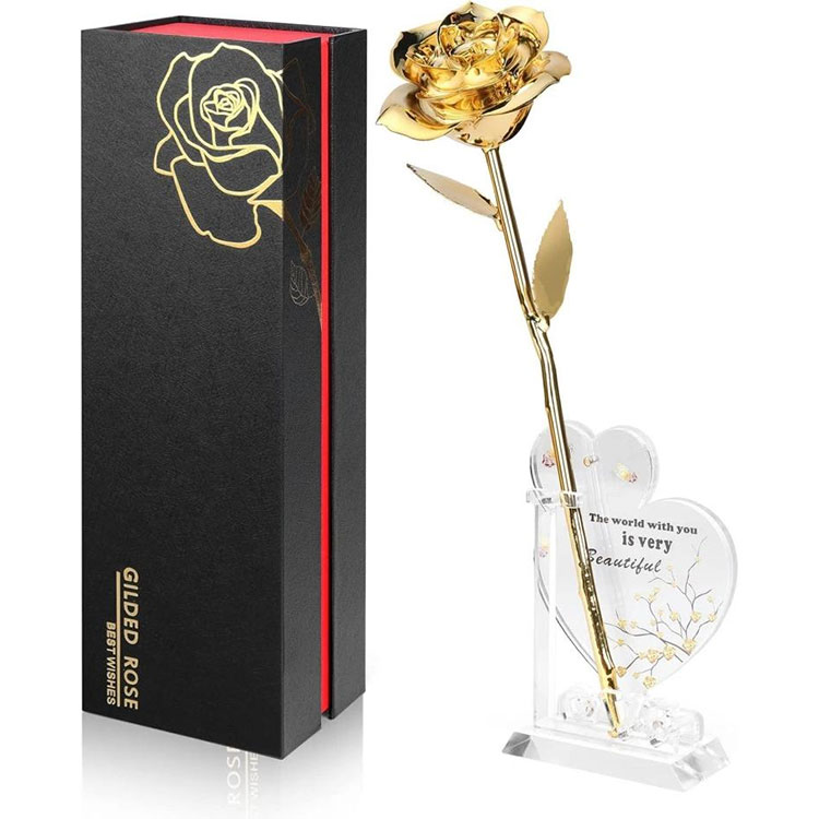 Rosa real bañada en oro de 24 k
