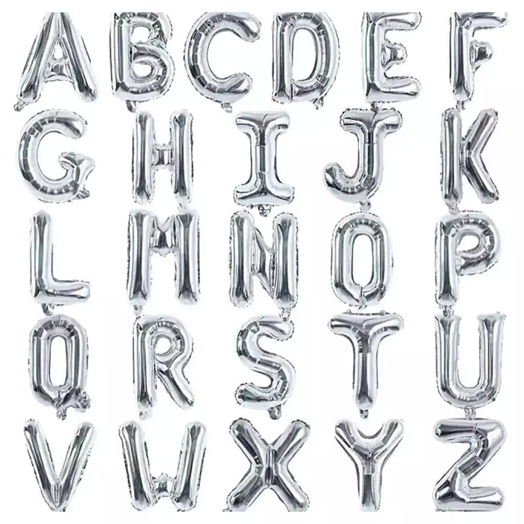 Globos de letras de lámina de plata